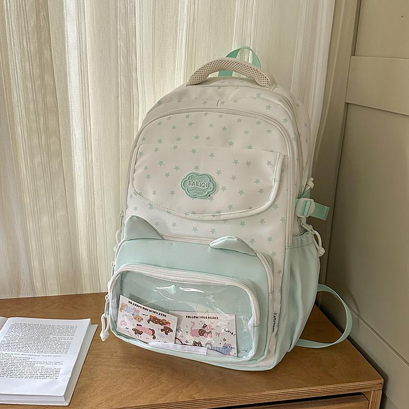 Stars Print Backpack Junior High School Students Class Book Bag Girls Large Capacity Schoolbag