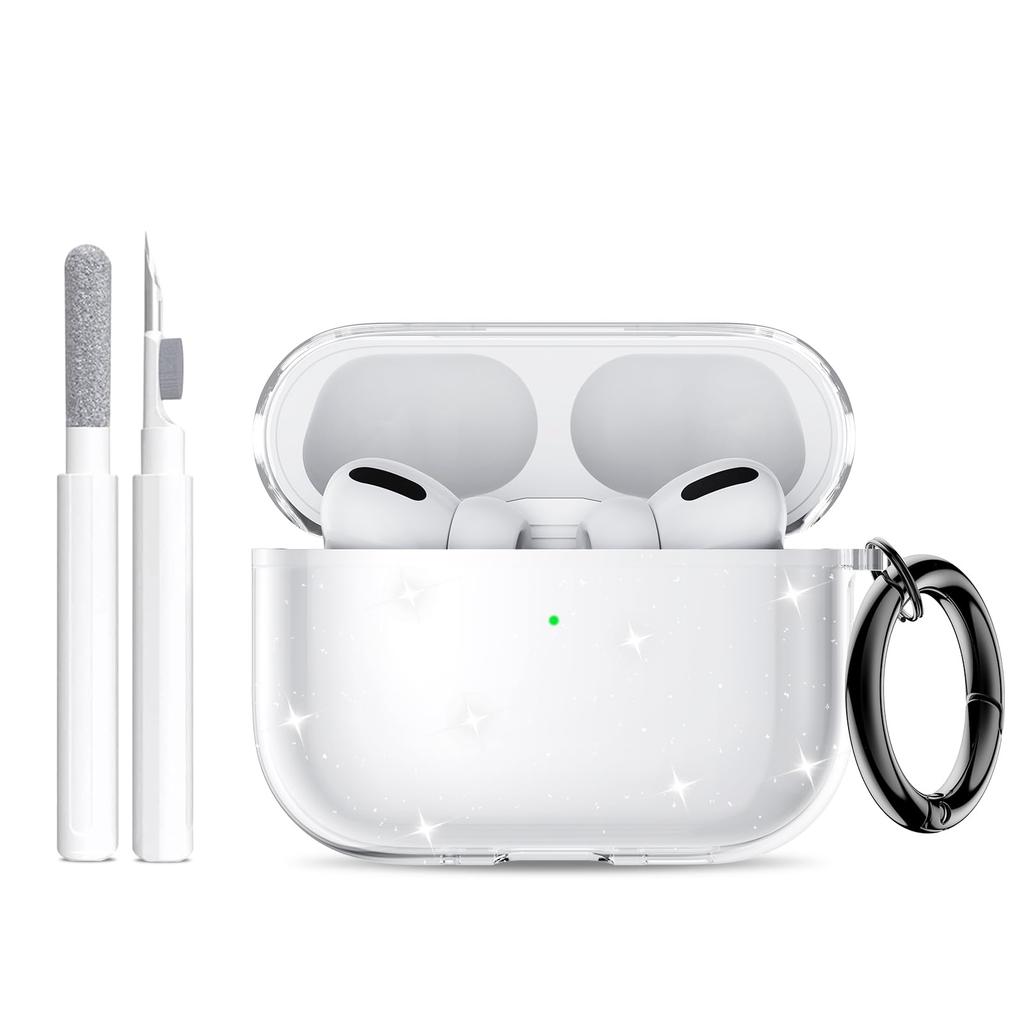 2025 for Airpods Pro 3 Case Clear Glitter Sparkle Bling Case for Airpods Pro 3 Case Cover with Cleaning Kit for Airpods Pro 3