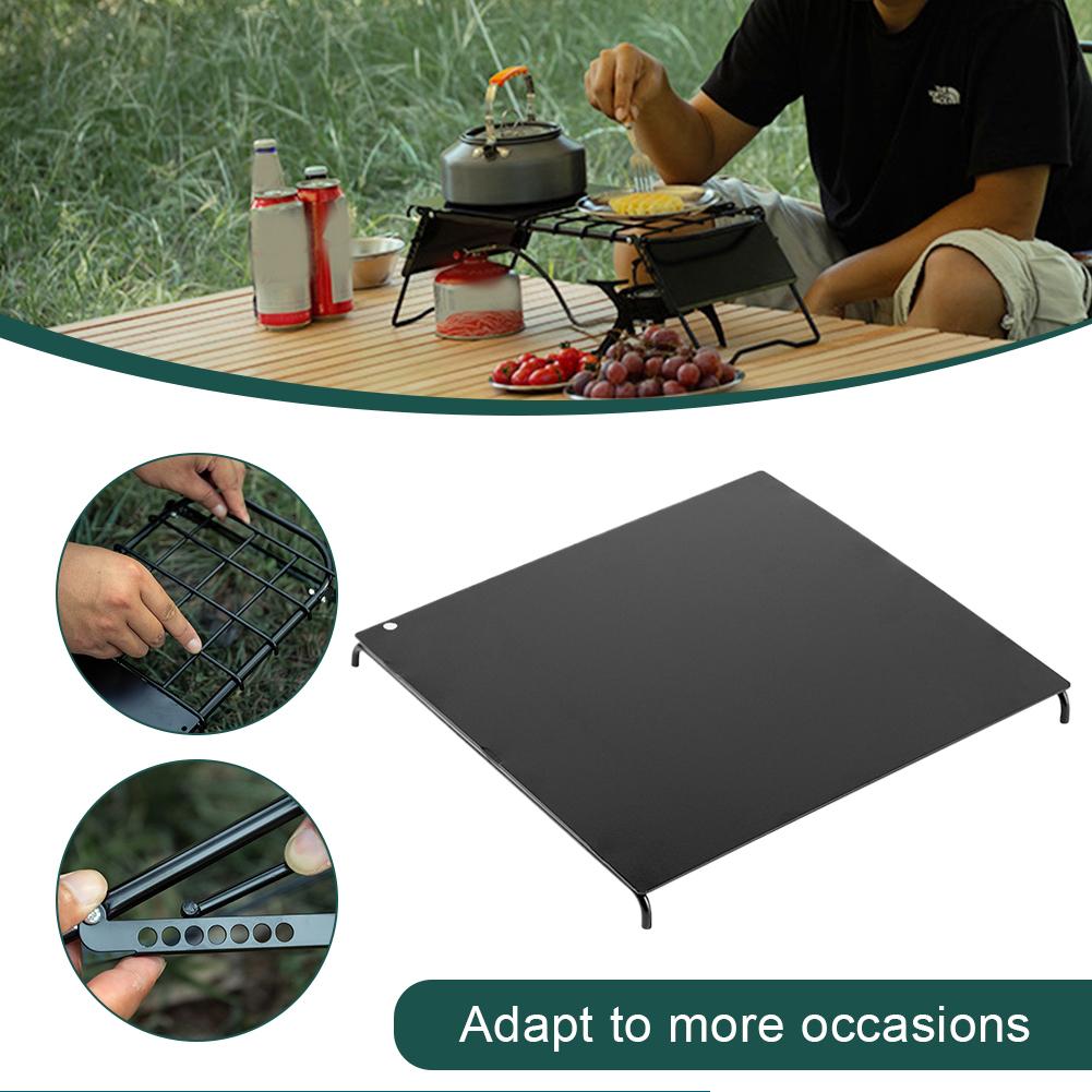 Metal Folding Tea Table Adjustable Height Outdoor Retractable Mesh Mini Stove Stand Folding Table Camping Equipment
