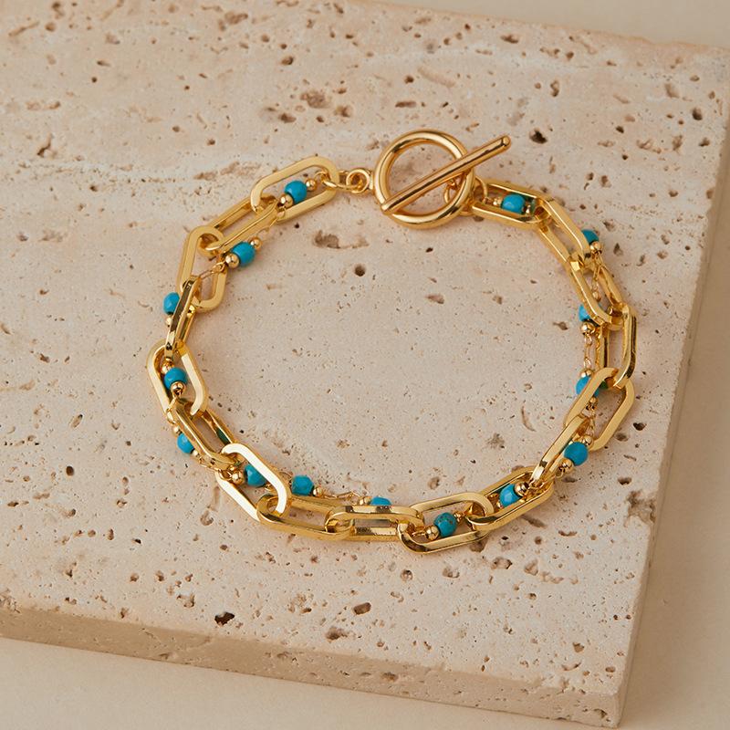 K Gold Plated Multi Layer Ins Style Devil Eye Turquoise Bracelet Jewelry