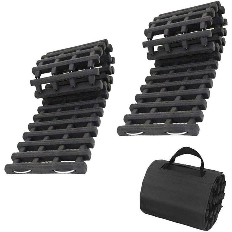 100CM 2PCS Tire Traction Mat, Portable Emergency Devices for Snow, Heavy-Duty Rubberized Emergency Car Recovery Snow Ramps Tire