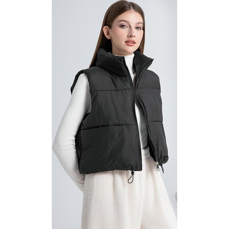 Down Cotton Vest Women's Autumn and Winter New Korean Style Loose Cotton Waistcoat Solid Color Vest Jacket