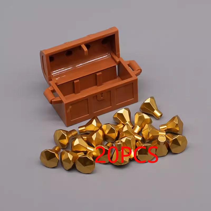 MOC City Treasure Series Set Accessories Building Blocks Gold Ore Silver Crystal Diamond Box Gold Key Dollar Cash Brick Kid Toys