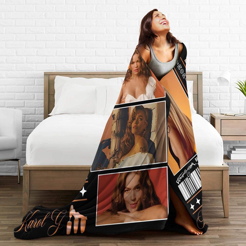 KAROL G Tropicoqueta Flannel Blanket Winter Warm Soft Throw Blanket for Boy Girl Bedroom Aesthetic Bedspread Sofa Bed Cover