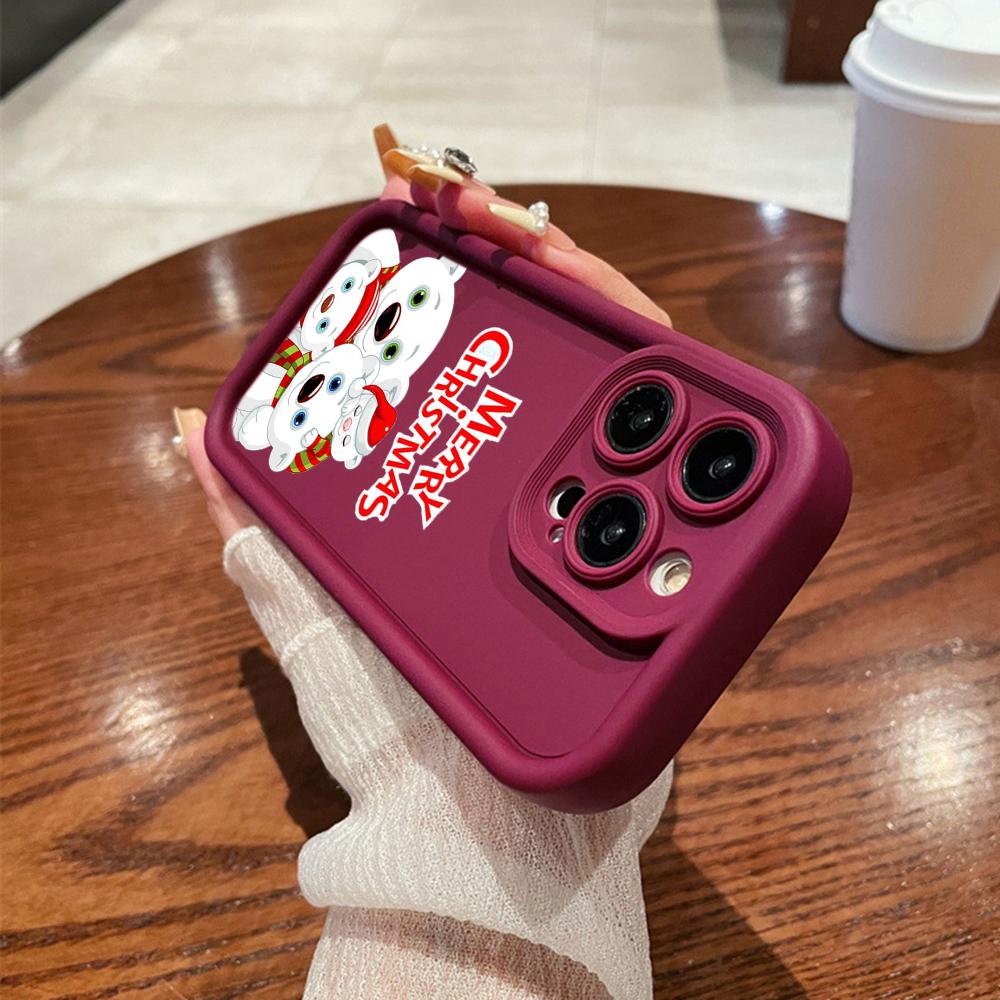 N101 Merry Christmas Art Soft Angel Eyes Phone Cases for iPhone 16 15 14 13 11 Pro Max 8 7 6s Plus 12 Mini XR XS Max SE Shockproof Cover