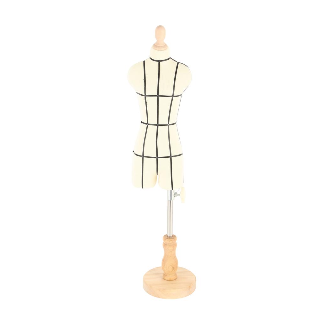 Miniature Dress Form with Stand Wood Base Sewing Mannequin Body Clothing Display Model for Dressmaking and Teaching