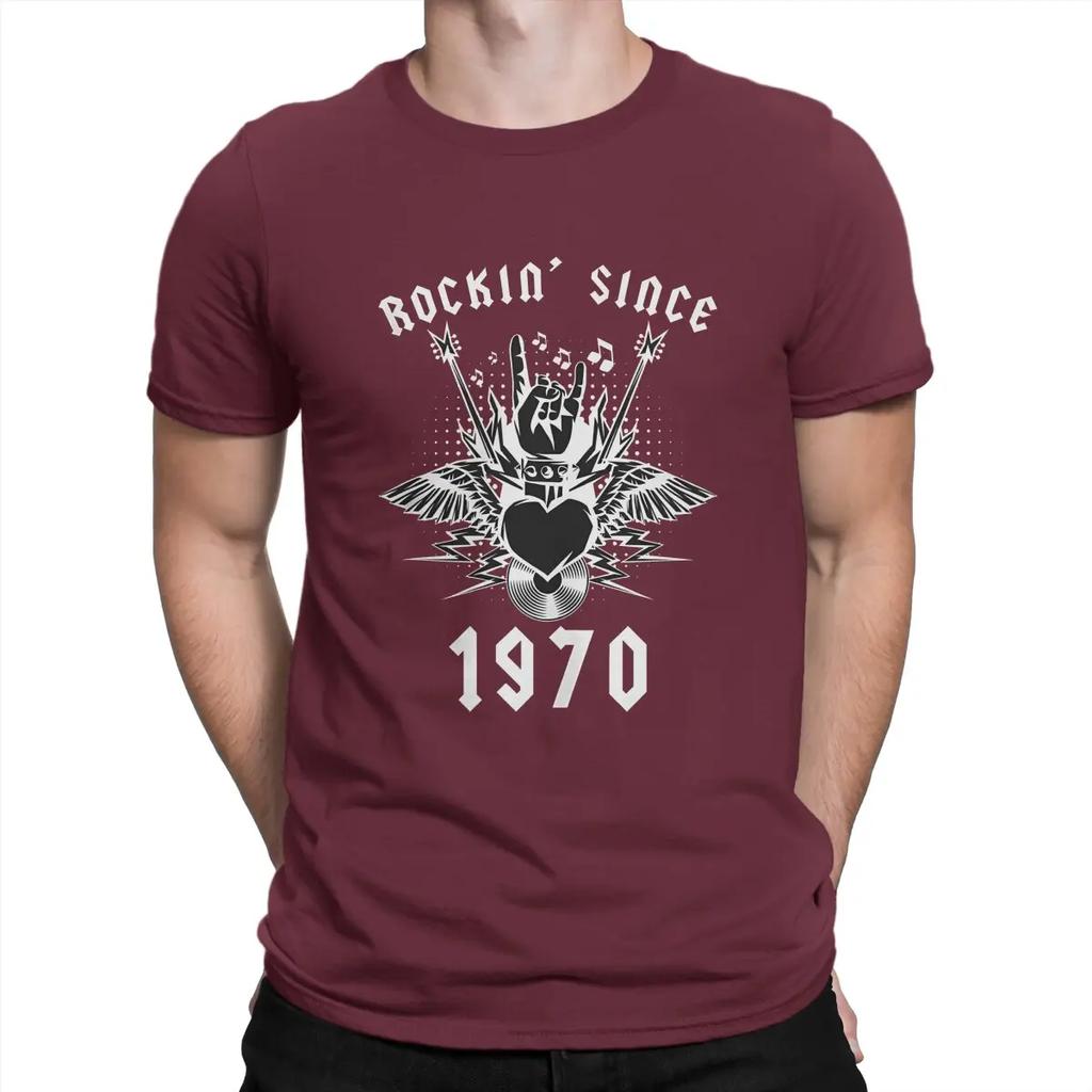 Rockin Since 1970  50Th Man's TShirt Rockin Since Time Crewneck Short Sleeve 100% Cotton T Shirt Funny Top Quality Gift Idea