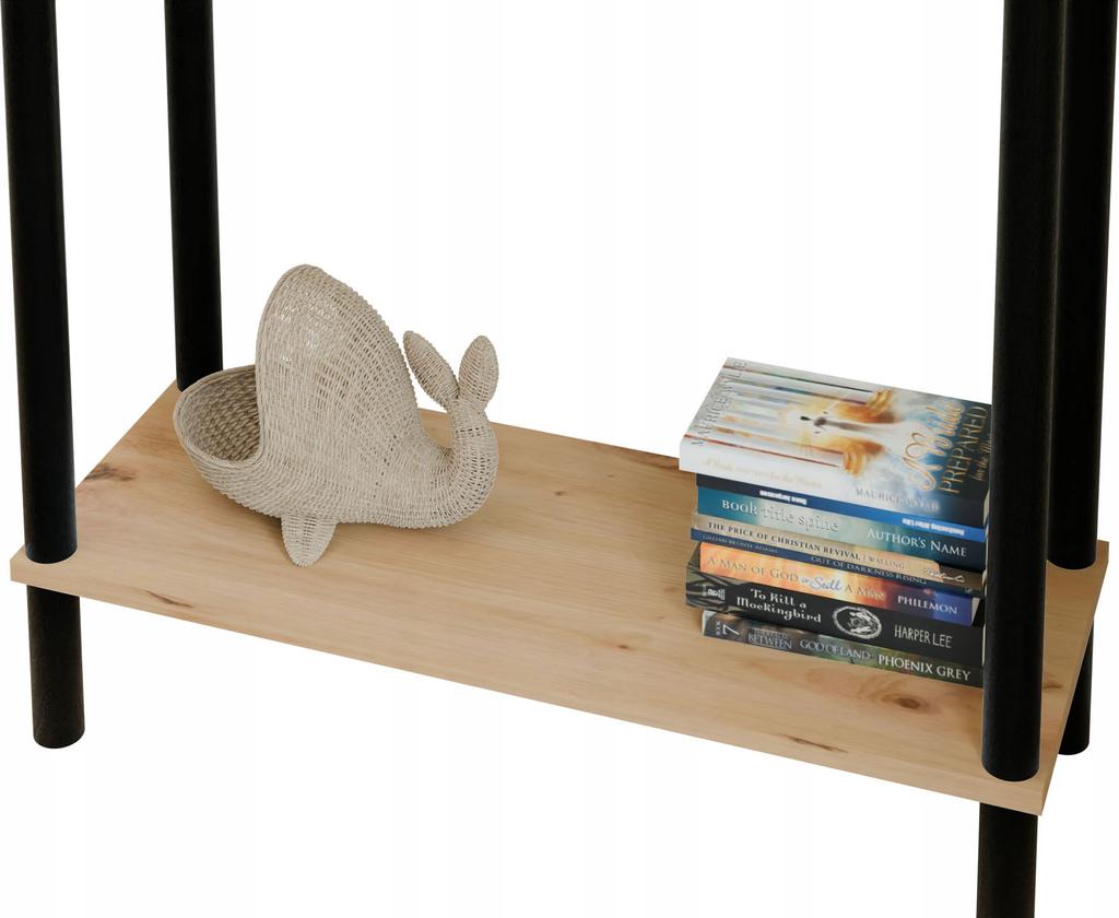 Loft Console Table with Shelf 80x30x80 Cm Metal Black for Hallway