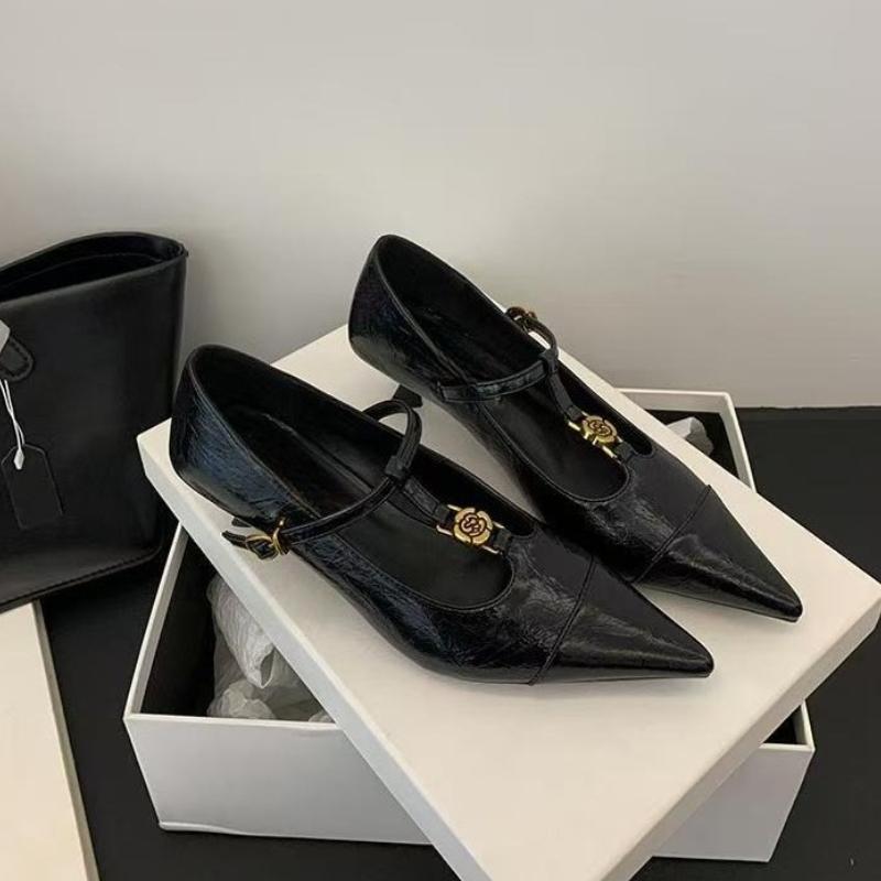 

Fashion 2025 New Retro Style Thick Heel Women Mary Jane Shoes Fashion Shallow Pointed Toe Ladies Comfort Office Pumps Footwear Sandalias 35 чёрный