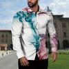 Fashion Shirt Lapel Casual Men's Graffiti Ink Painting Flower Butterfly Outdoor Retro High Quality Material Top Plus Size