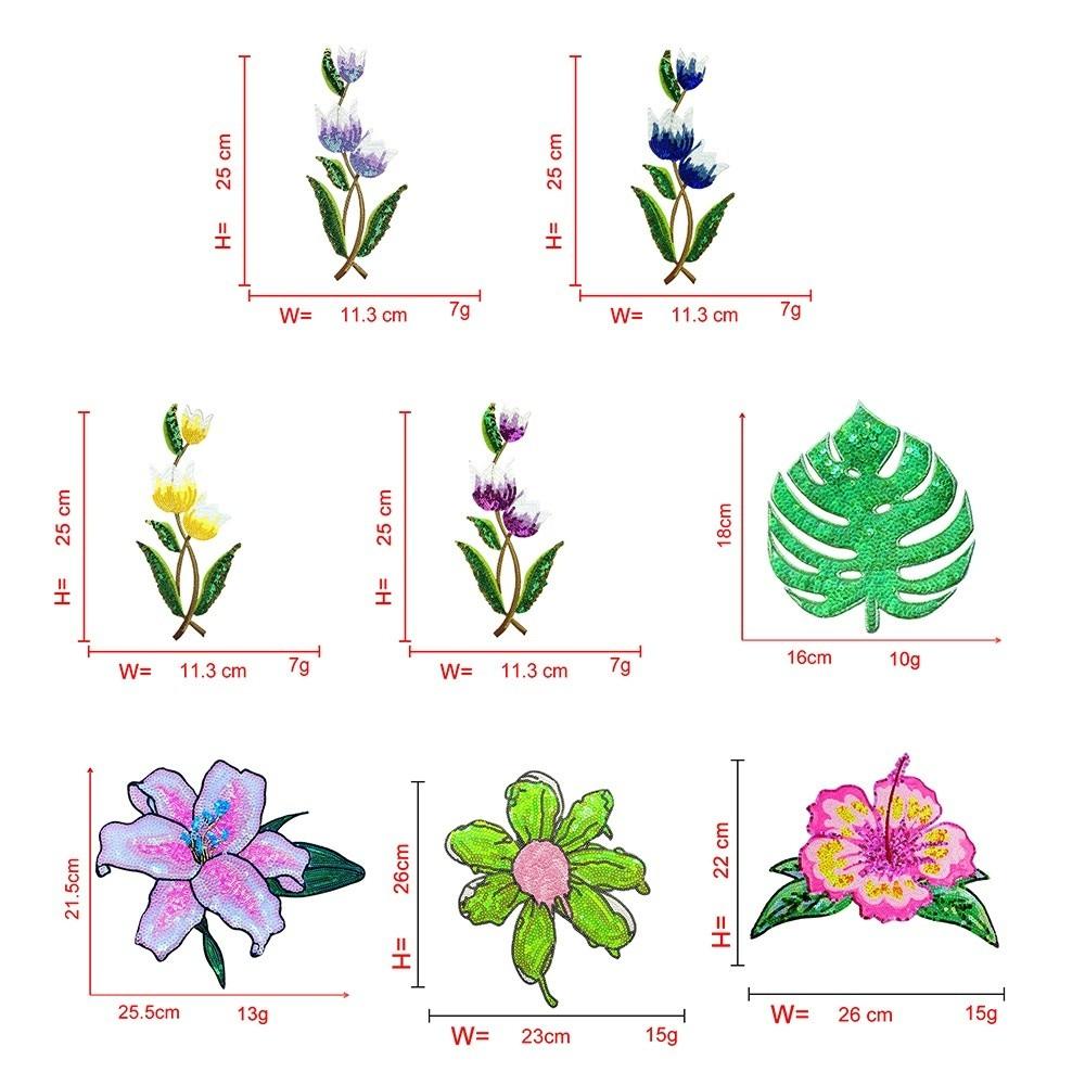 High Quality Large Size Flower Patch Shining Sequins Glitter Embroidery Iron on Patch Applique Patch For Clothes DIY Applique