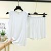 Summer Loose Pajama Set Sleeveless Tank Top & Shorts 2 Piece Set For Women Solid Color Basic Layering Loungewear Homewear Suits