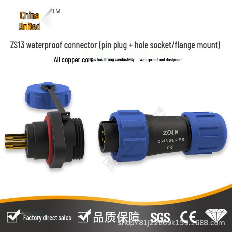 Middle Link ZS13 Waterproof Aviation Connector: 2/4/6/8/12-core Male Plug & Female Socket