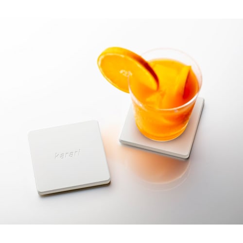 Anesti Porous Ceramic Coaster, approx. 8.5cm x 8.5cm, White, Karari, Square, Absorbent, Quick-Drying, HO2206