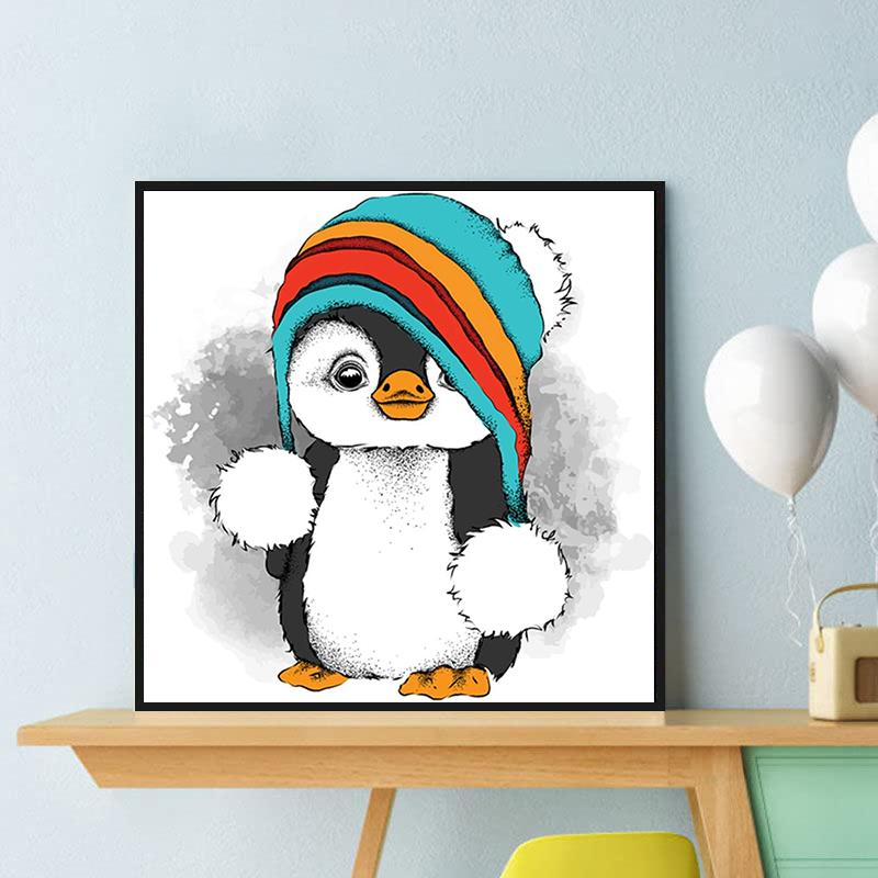 

5D Diy Алмазная картина Маленький пингвин от дождя Алмазная вышивка Полный набор аниме Наборы для вышивки крестом Домашний декор Подарок ручной работы Round 30x30cm