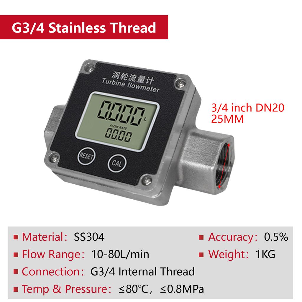 Digital Turbine Flow Meter Stainless Steel 1 1.5 2 Inch Electronic Water Urea Flowmeter with LCD Display Totalizer