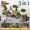 3 i 1 Teknisk RC Robot Dinosaurie Byggklossar Stad Snigel Racerbåt Fjärrkontroll Bulldozer Lastbil Klossar Leksaker Barnpresenter