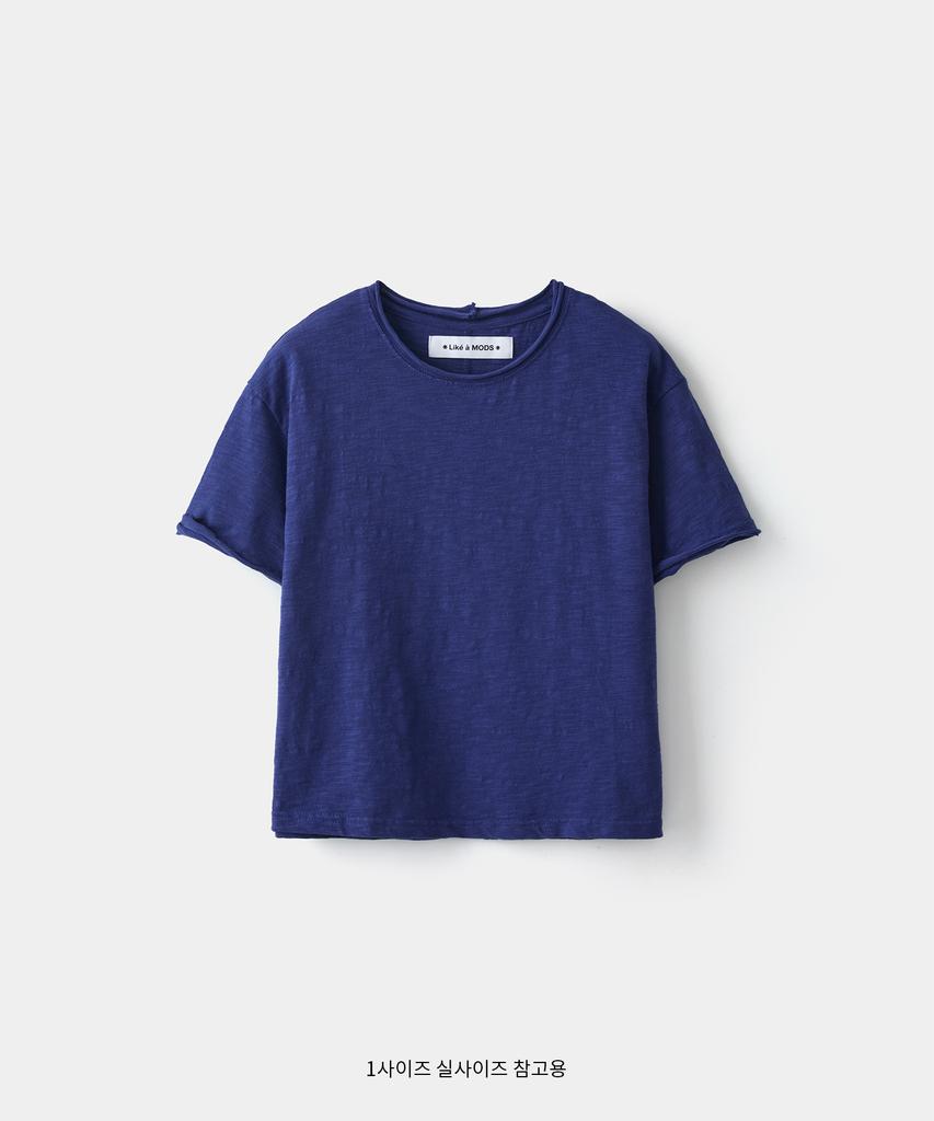Laikeueomojeu Cutoff One-Wash Crop Short Sleeve Tee_Blue