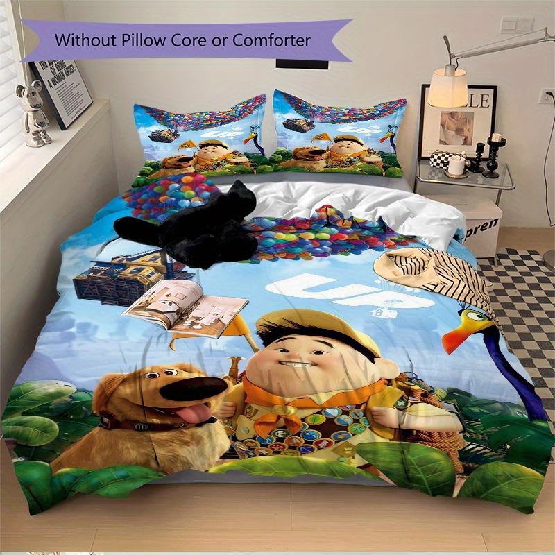 3pcs Up Balloon House Bedding Set, 1 Soft Quilt Cover + 2 Pillowcases, Machine Washable, Suitable for All Seasons, Perfect Gift for Family a