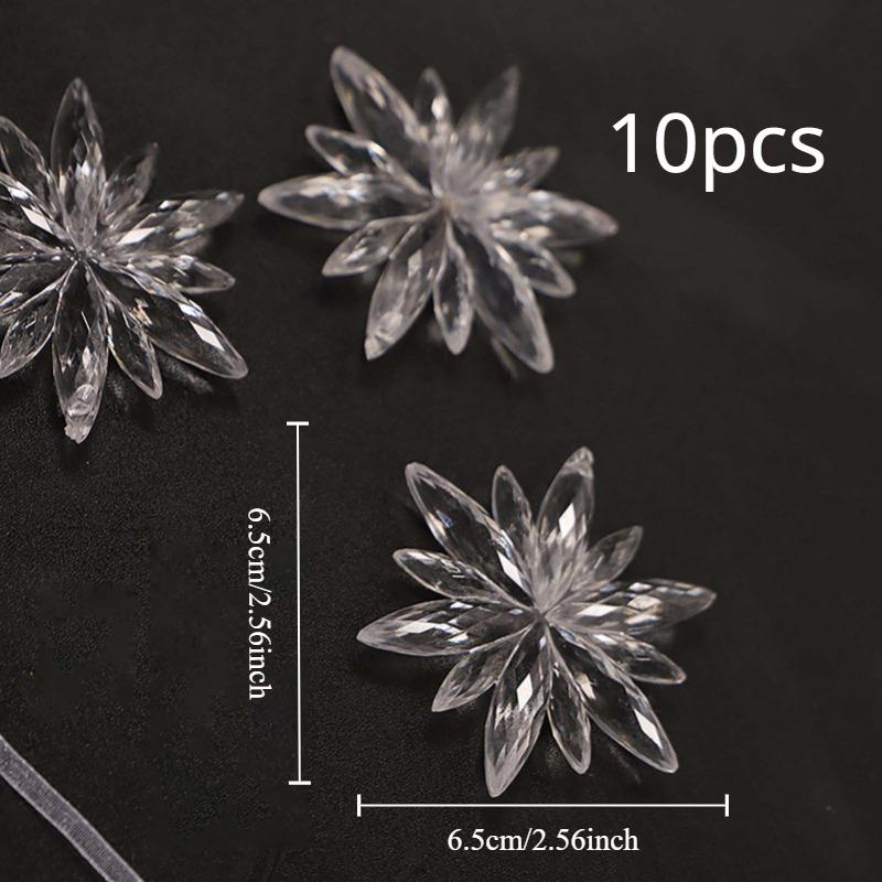 

10 шт. Акриловые снежинки Рождественские украшения - Прозрачные подвесные капли для украшения рождественской елки, Легко подвешиваемый праздничный домашний декор 10pcs
