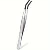 1-5PCS Anti-Slip Rubber Coated Precision Tweezers Set,Straight/Bent Flat Tip for Jewelry,Electronics Repair,Nail Stamping DIY