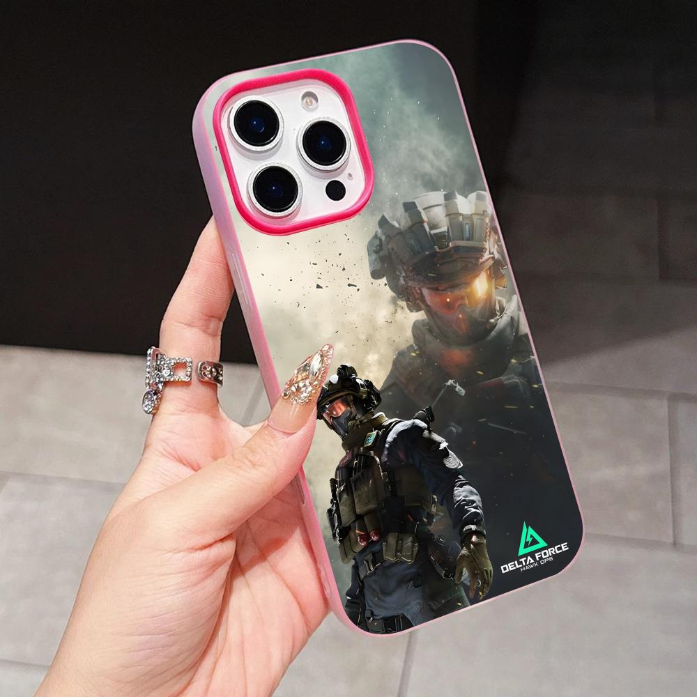 Game Delta Force Jelly Double layer Rose Red Mobile Phone Case for iPhone 17 16 15 14 13 12 11 Air Pro Max Plus Protective