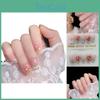 Tulip Cat Eye Handmade Wearable False Nails Soft White Hand-painted Flower Blush Lovely Style Wholesale