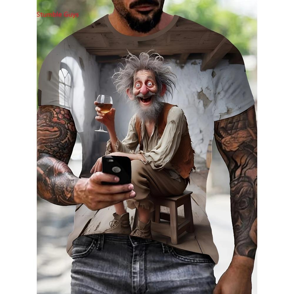 Summer printed men s city street short sleeved T-shirt 2XS