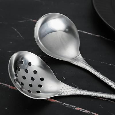Efficient Straining Spoon 20.5*6cm Hot Pot Spoon 20.5*6cm Size Comfortable Grip Handle Elegant Kitchenware Fish Scale Design