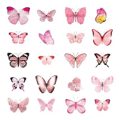 40Pcs/Bag Nice-looking Scrapbooking Sticker Smooth Surface Colorful Butterfly Pattern Waterproof Window Decal for Children