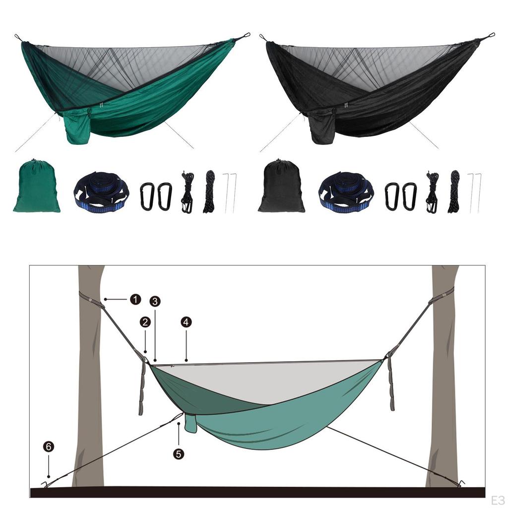 290x140cm Camping Hammock with Net Nylon Backpacking Hiking Travel Hanging Block Netting