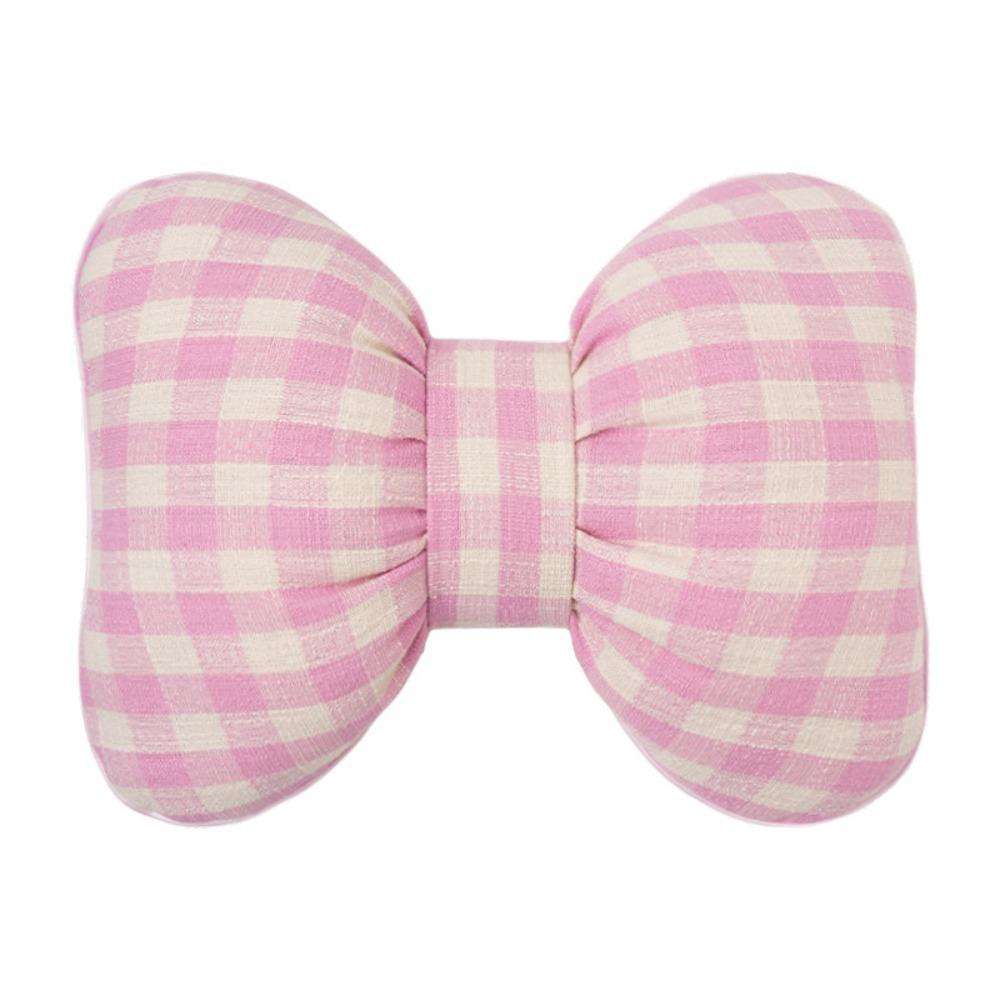 Grid Pattern Bowknot Pillows Plaid Interior Car Seat Cushion Bow Shape Pillow  Adults Use