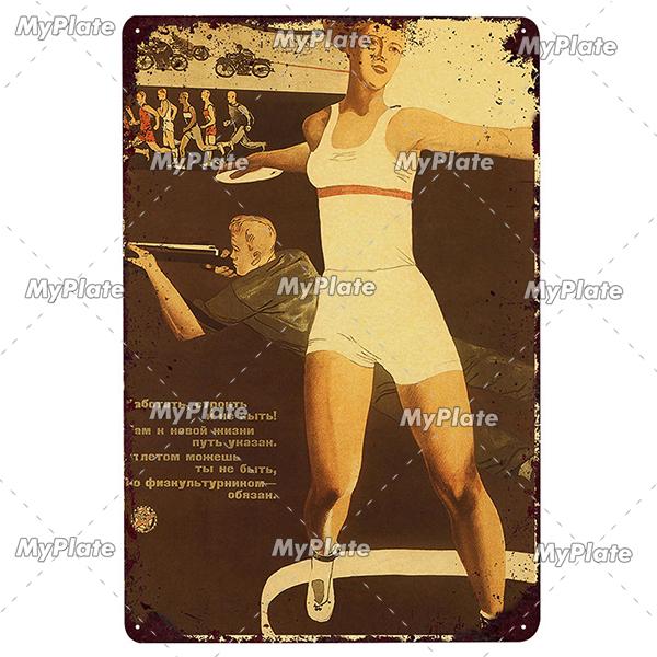 Russian Metal Sign Vintage Plaque Tin Sign Plate Wall Decor For Bar Club Man Cave Collect USSR Sports Poster
