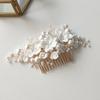 Diadema da Sposa Fiore in Argilla Ceramica Cristallo Perla Pettine per Capelli Spille Accessori Copricapo da Donna per Matrimonio Festa Idee Acconciature