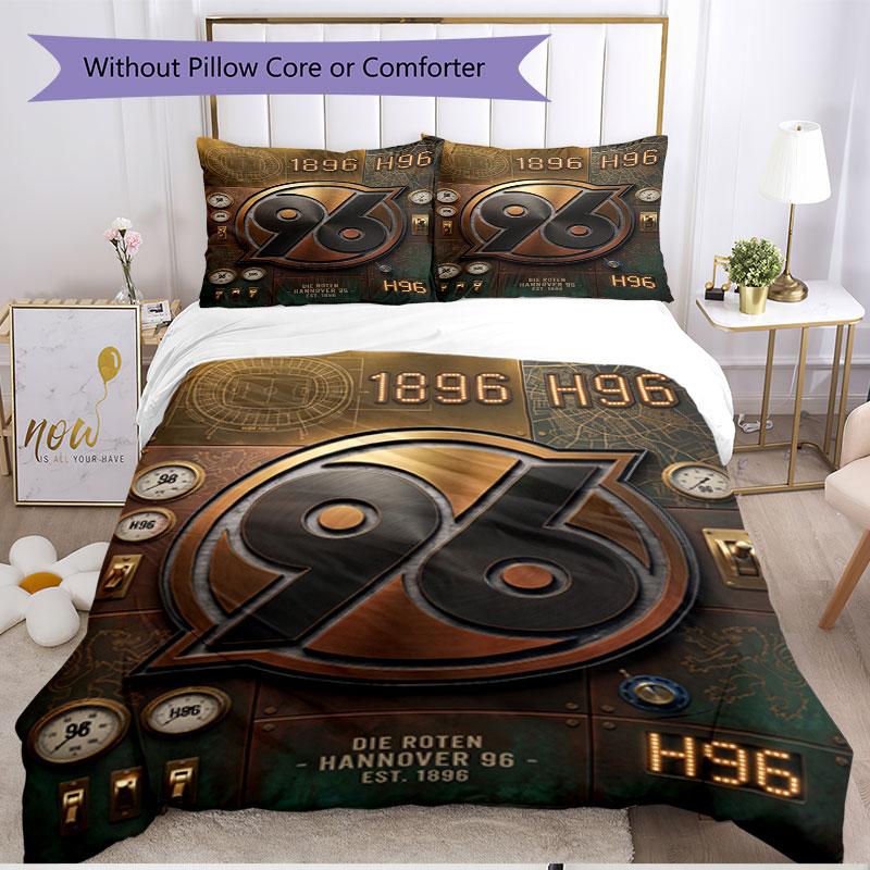 3pcs Duvet Cover Set (1*Duvet Cover + 2*Pillowcase, Without Core), Hannover 96 Football Print Soft All‑Season Bedding Set, Home Bedroom Decor Gift