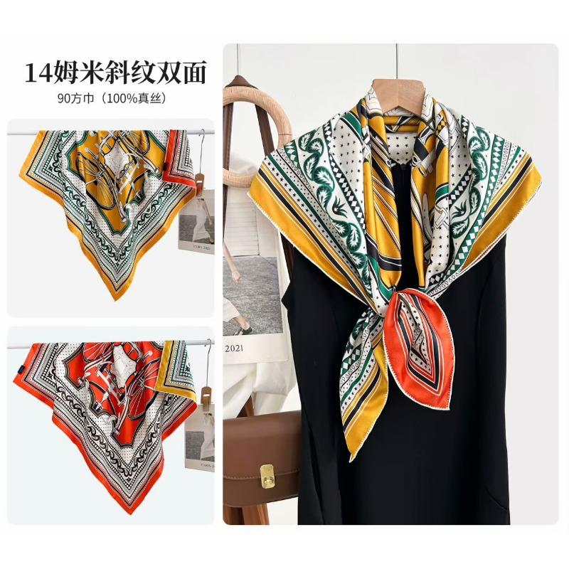 Silk twill 14 mmi large silk scarf women's fashion versatile high-end mulberry silk square scarf light luxury versatile 90 shawl