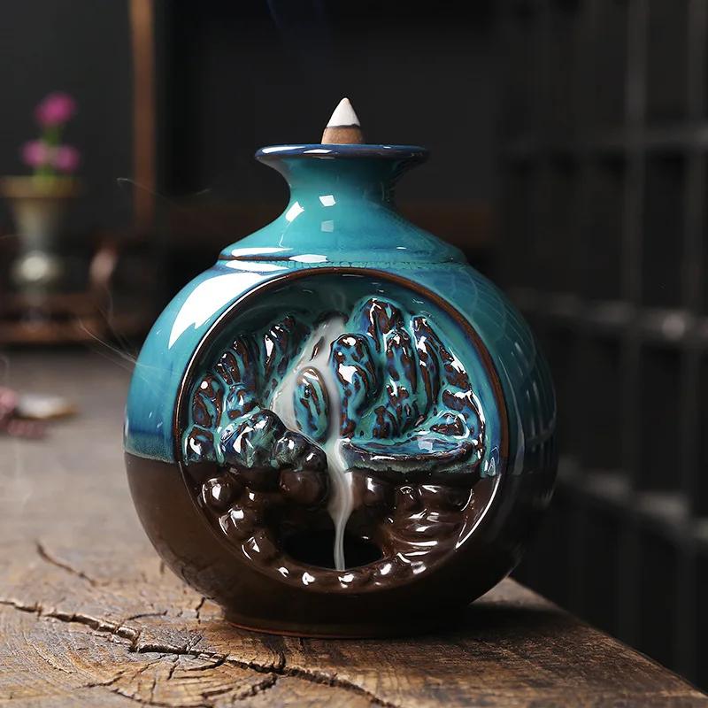 

1 шт. Керамическая ваза ручной работы водопад обратный поток курильница креативный орнамент ароматерапия курильница домашний декор чай питомец дзен декор
