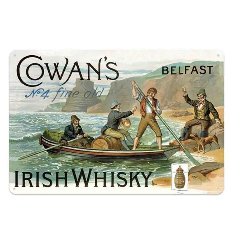 Öl Vin Jameson Affisch Metallplåt Skylt Vintage Metallväggplattor Hantverk Dekor Bar Café Kök Plåt Målning Järnplattor