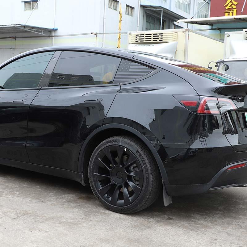 Para Tesla Model Y pegatina decorativa de cristal triangular trasero de material PVC estilo bandera n modificación exterior del coche
