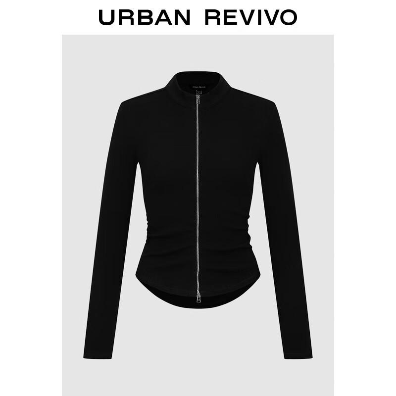 UR Women's Stand-Up Collar Pleated Slim-Fit Jacket