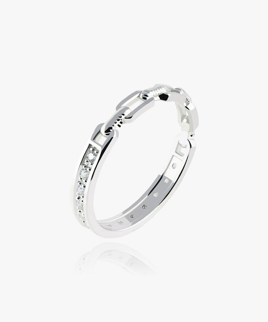 Helene Jewelry 925 Silver Stone Cubic Chain Line Miss Ring (Type A)