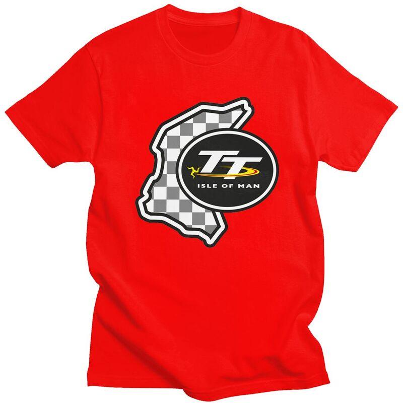 Niestandardowa koszulka Isle of Man TT dla mężczyzn z krótkim rękawem Modna koszulka z wyścigami motocyklowymi Czysta bawełna T-shirty Prezent