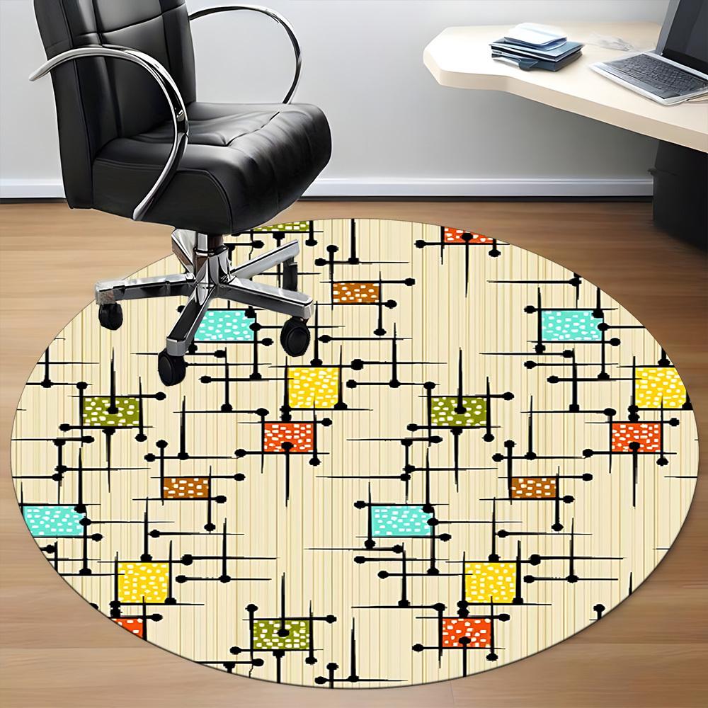 1 Stück Runder Teppich mit abstraktem Muster für das Büro, rutschfest, weich und langlebig, für die Innendekoration, perfekt für das Büro, schöne Dekoration yy26031