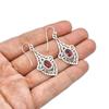 Natural Garnet Sterling Silver Dangle Earrings: Filigree Jewelry