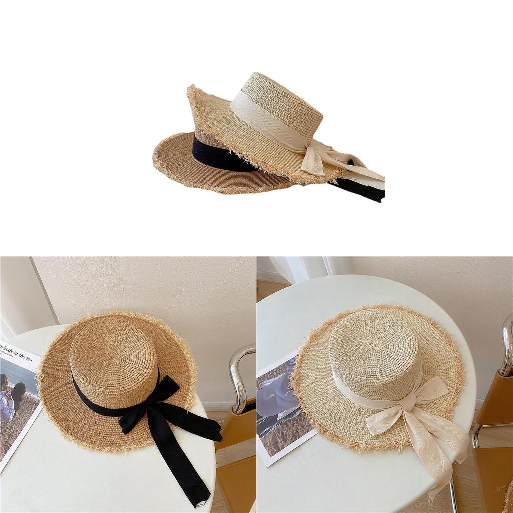 Summer Straw Sun Hat For Women Wide Brim Breathable Sunshade Fashion Beach Accessory