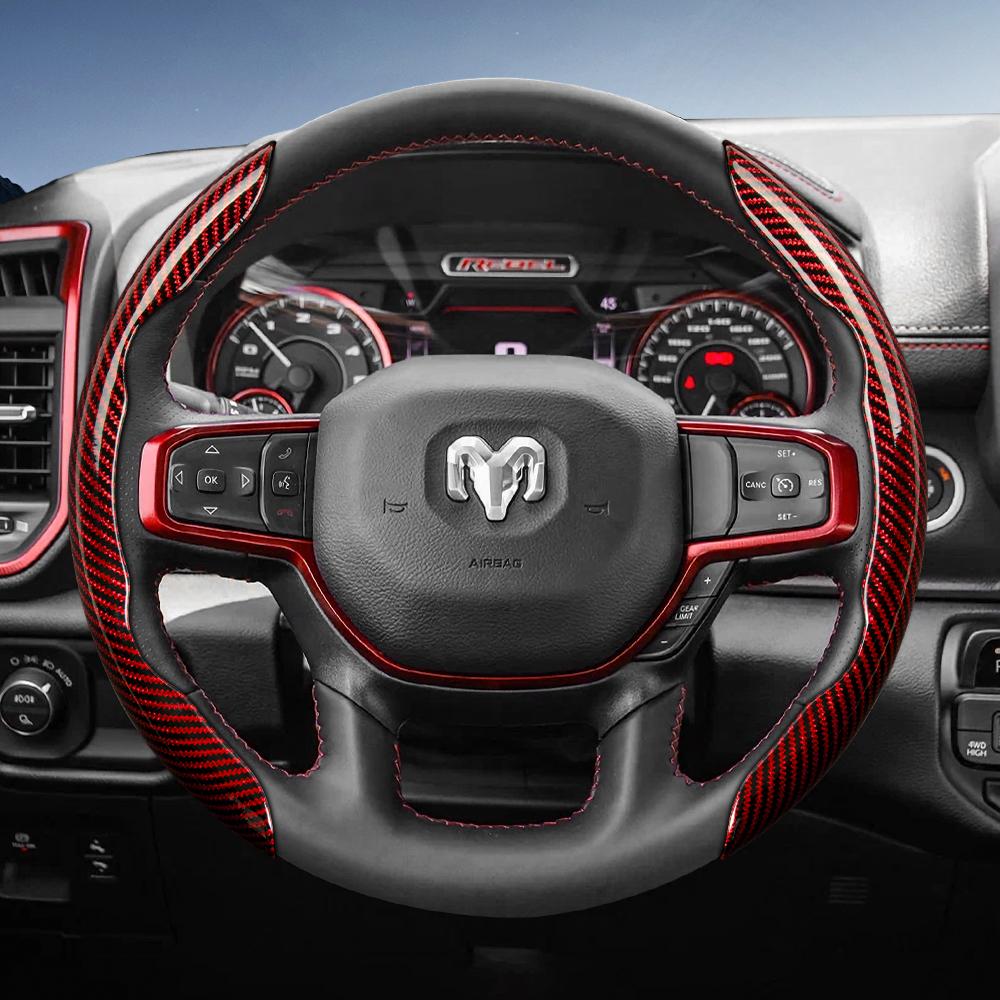 Suitable for Ram Carbon Fiber Texture Steering Wheel Cover with Segmented Quick-Release Design, Durable, for Pickup Promaster Rampage 1500 2500 3500 4