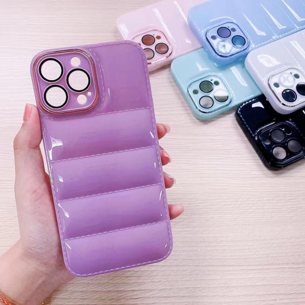 High Quality Candy Color 3D Pattern Shockproof Mobile Phone Cover TPU Down Jackets Phone Case for iPhone 16 Pro Max 15 14 13