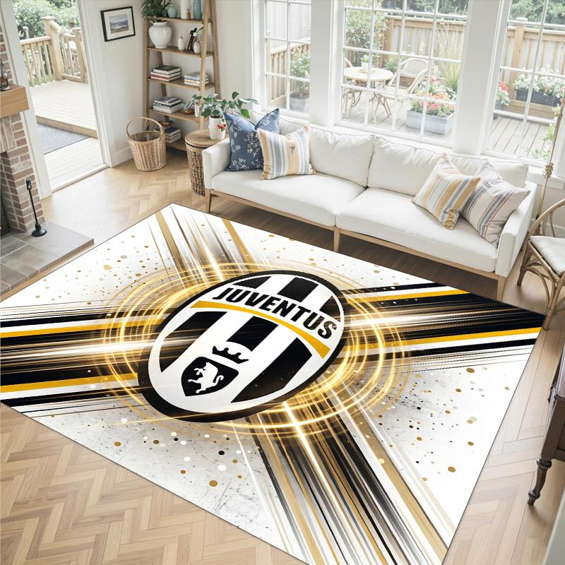 Juventus FC Design Crystal Velvet Carpet Cozy Non?Slip Printed Rug For Bedroom Living Room Entrance