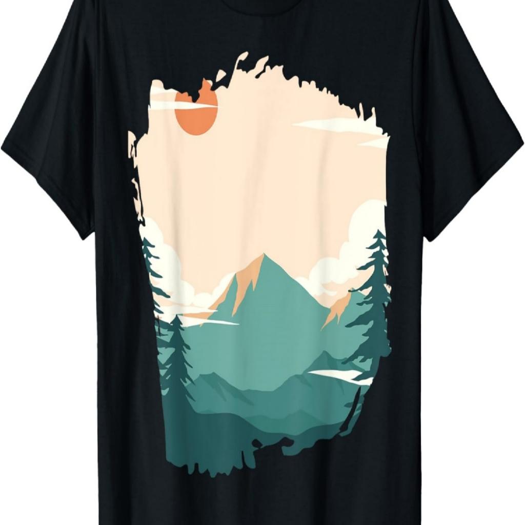 Mountain, Nature Trees and Sun T-Shirt