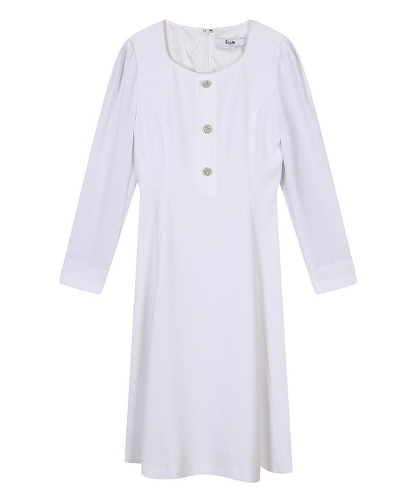 ECOLEDEPARIS Square Neck Belted Dress_Cb28Woa015A